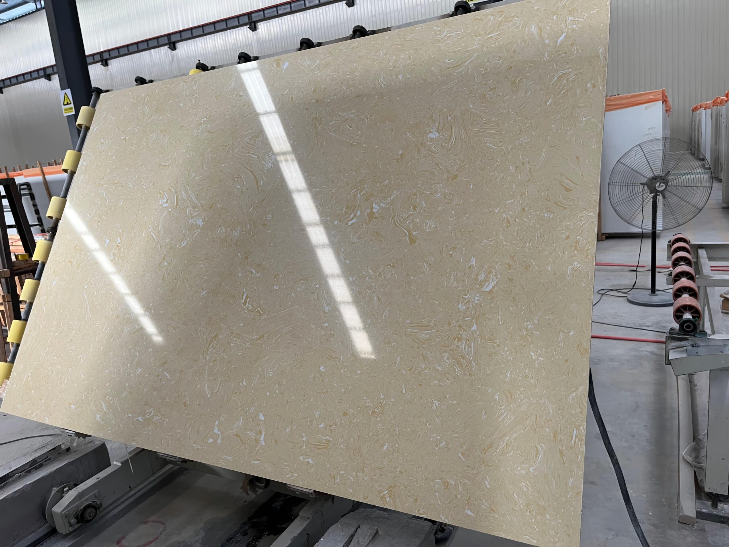 AM058 artificial marble slab in warm beige color
