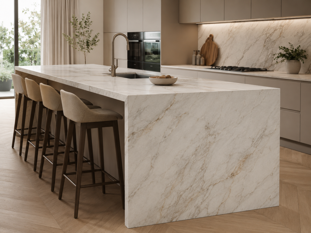 Sintered stone countertop in a modern kitchen