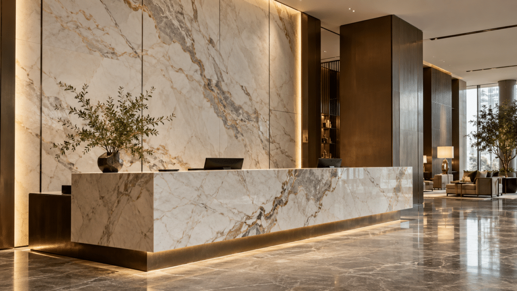 Sintered stone commercial project application
