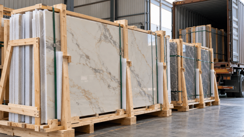 Sintered stone slabs export packing for wholesale orders