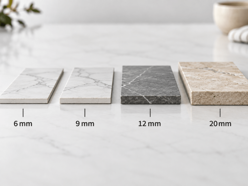 sintered stone thickness comparison 6mm 9mm 12mm 20mm