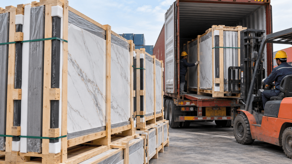 sintered stone export packing and container loading