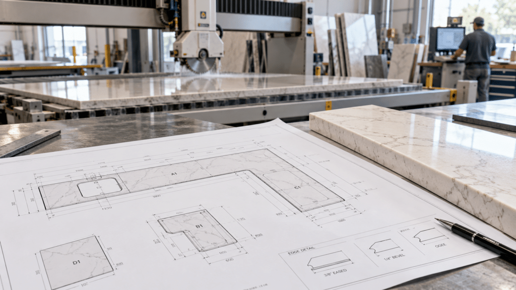 stone countertop project drawing and planning